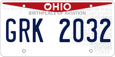 OH license plate GRK2032