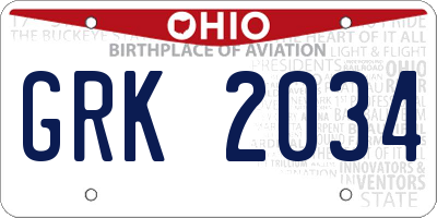 OH license plate GRK2034