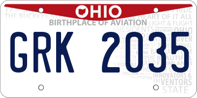 OH license plate GRK2035