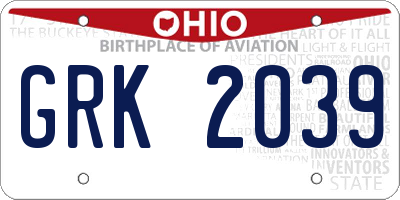 OH license plate GRK2039