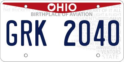 OH license plate GRK2040