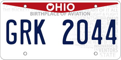 OH license plate GRK2044