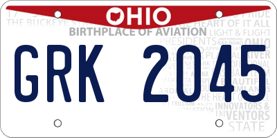 OH license plate GRK2045