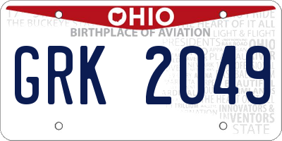 OH license plate GRK2049
