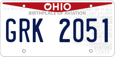 OH license plate GRK2051