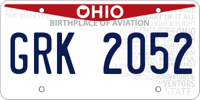 OH license plate GRK2052