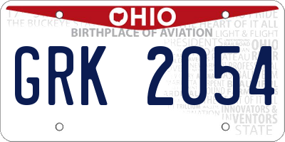 OH license plate GRK2054