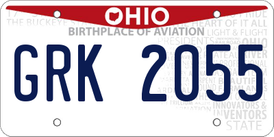 OH license plate GRK2055