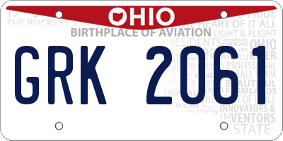 OH license plate GRK2061