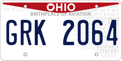 OH license plate GRK2064