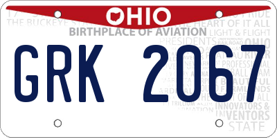 OH license plate GRK2067