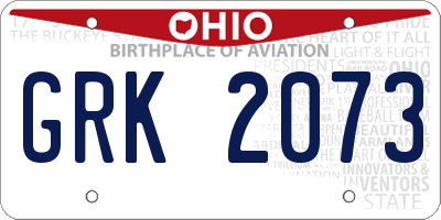 OH license plate GRK2073