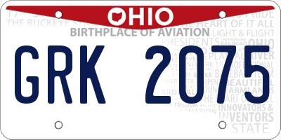 OH license plate GRK2075