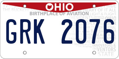 OH license plate GRK2076