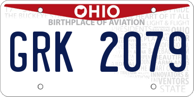OH license plate GRK2079
