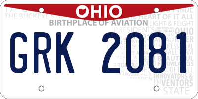 OH license plate GRK2081