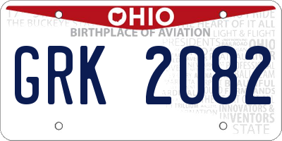OH license plate GRK2082