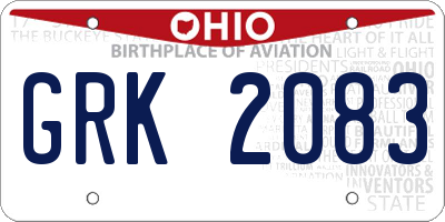 OH license plate GRK2083