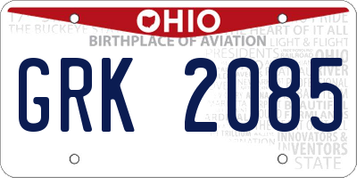 OH license plate GRK2085