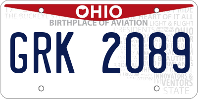 OH license plate GRK2089