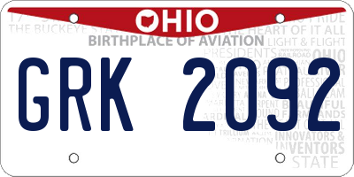OH license plate GRK2092