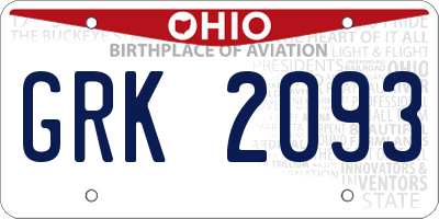 OH license plate GRK2093