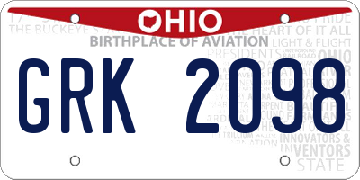 OH license plate GRK2098