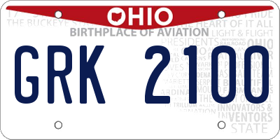 OH license plate GRK2100