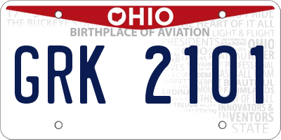 OH license plate GRK2101