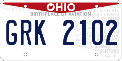 OH license plate GRK2102