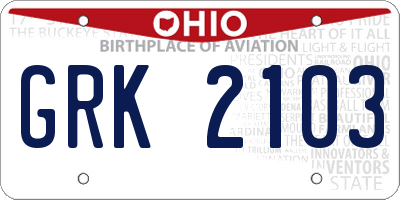 OH license plate GRK2103