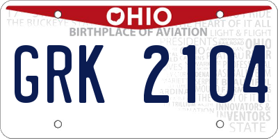 OH license plate GRK2104