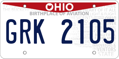 OH license plate GRK2105