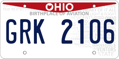 OH license plate GRK2106