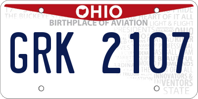 OH license plate GRK2107