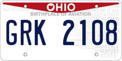 OH license plate GRK2108