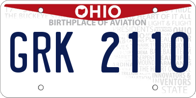 OH license plate GRK2110