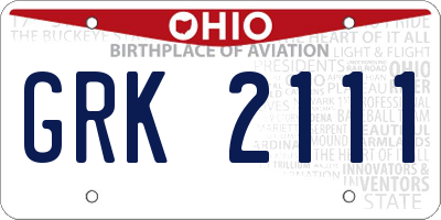 OH license plate GRK2111