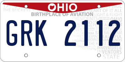 OH license plate GRK2112