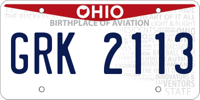 OH license plate GRK2113