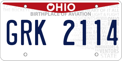 OH license plate GRK2114