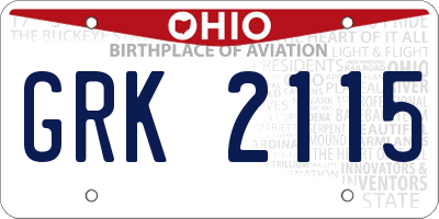 OH license plate GRK2115