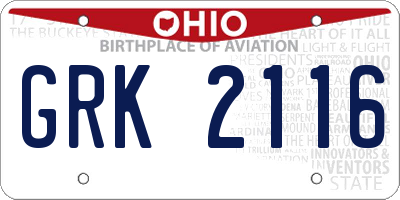 OH license plate GRK2116