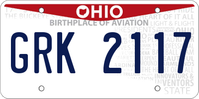 OH license plate GRK2117