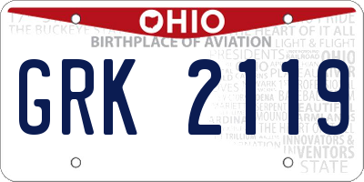 OH license plate GRK2119