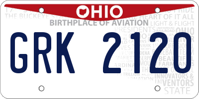 OH license plate GRK2120