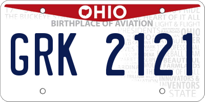 OH license plate GRK2121