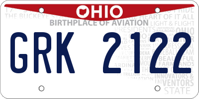 OH license plate GRK2122