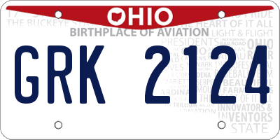 OH license plate GRK2124