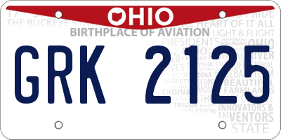 OH license plate GRK2125